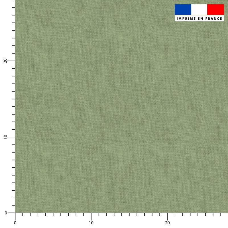 coupon - Coupon 155cm - Tissu imperméable vert olive aspect lin - Tissu imperméable 300gr/m² - 150 cm