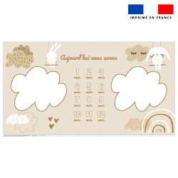 Coupon 135x74 cm pour couverture mensuelle jumeaux motif lapin dans les nuages