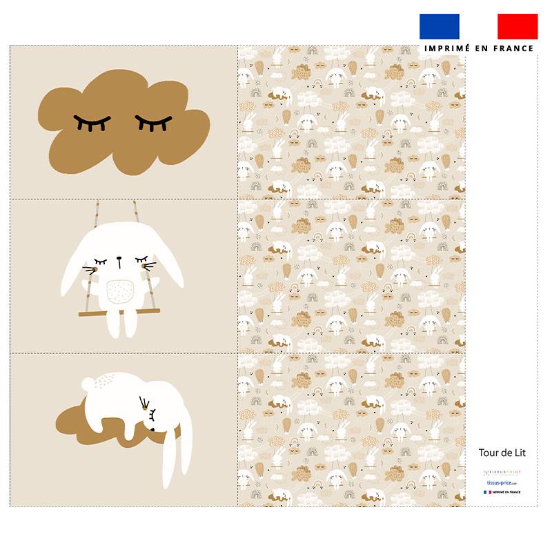 Coupon pour tour de lit motif lapin dans les nuages