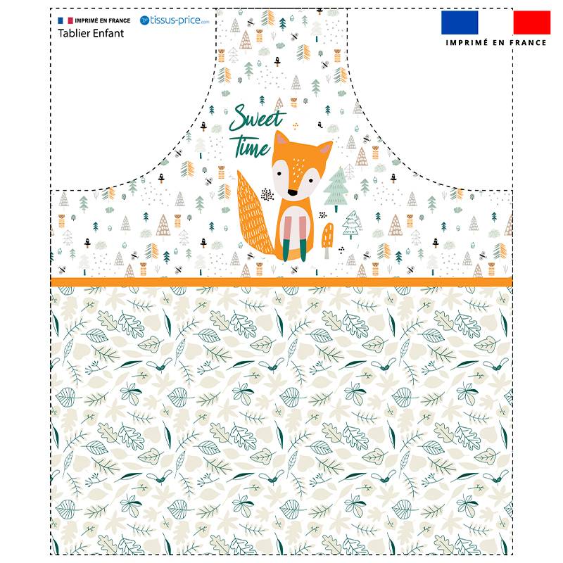 Patron imprimé pour tablier enfant motif animaux de la forêt