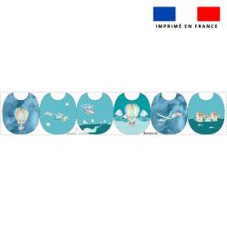 Kit bavoirs en éponge motif montgolfière aquarelle