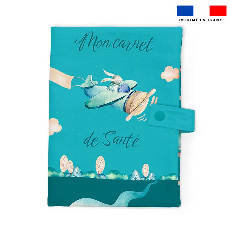 Patron imprimé pour protège carnet de santé motif montgolfière aquarelle