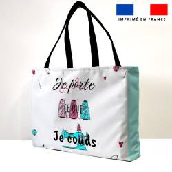 Kit couture sac cabas motif citation je porte ce que je couds