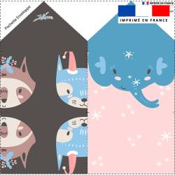 Coupon pour enveloppe en tissu motif animaux pastel