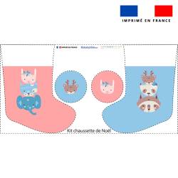 Kit chaussette de noel motif animaux pastel