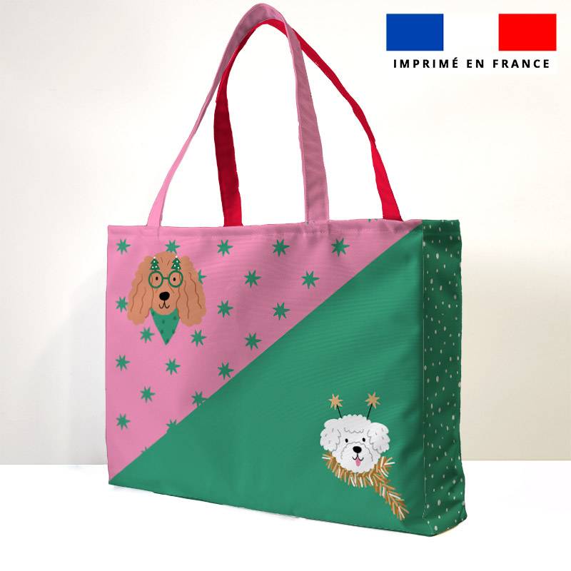 Kit couture sac cabas motif chien de Noel