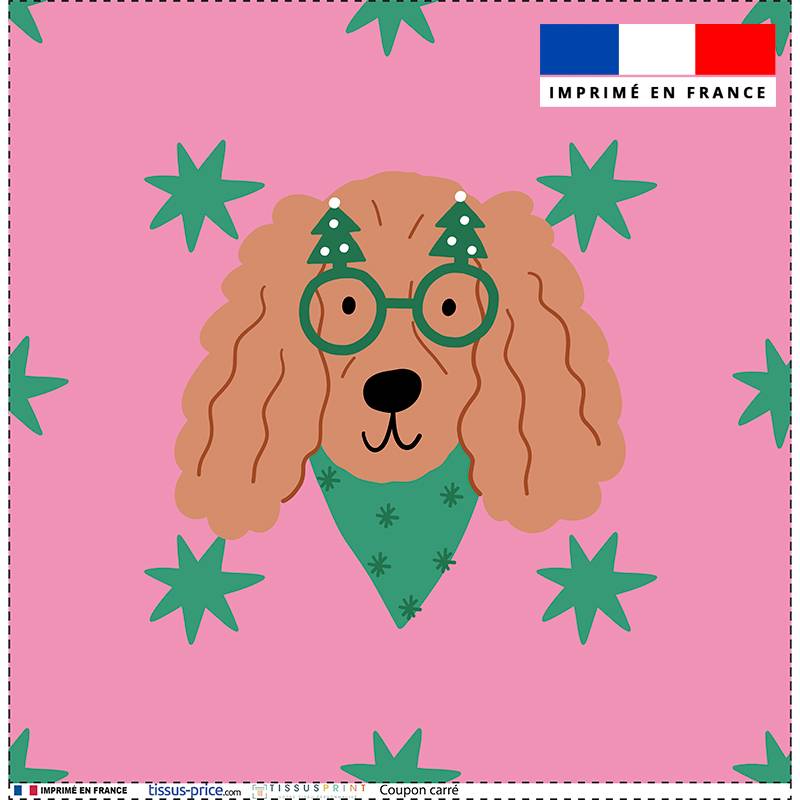 Coupon 45x45 cm motif chien de Noel