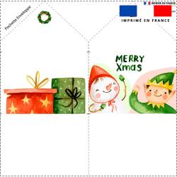 Coupon pour enveloppe en tissu motif Noel aquarelle