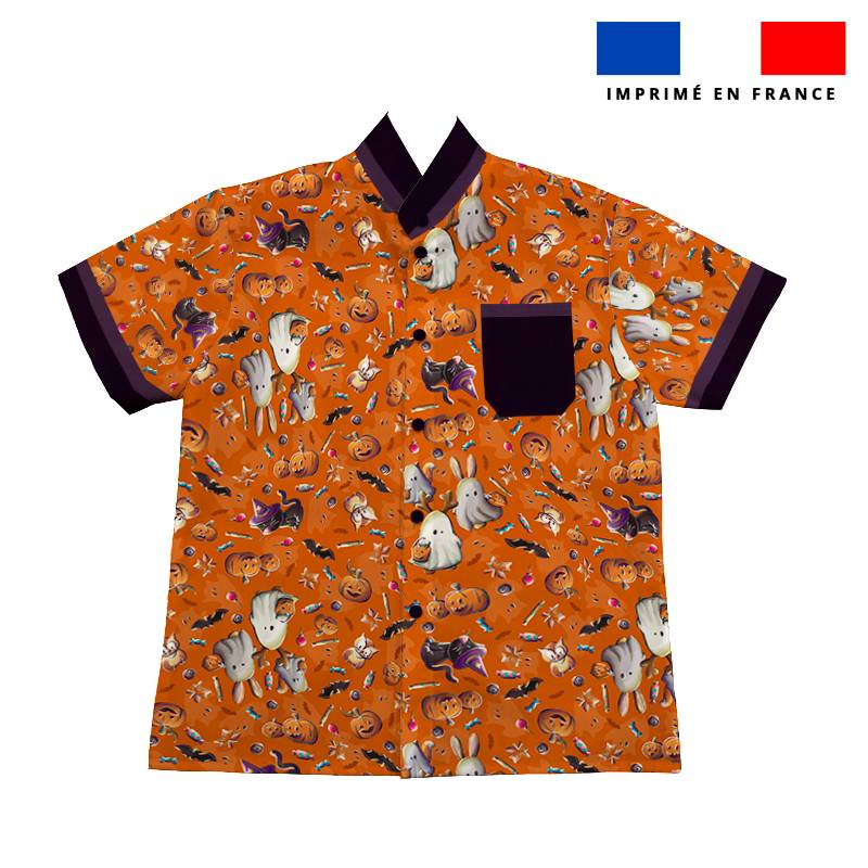 Patron chemise enfant imprimé fantôme orange - Création Stillistic