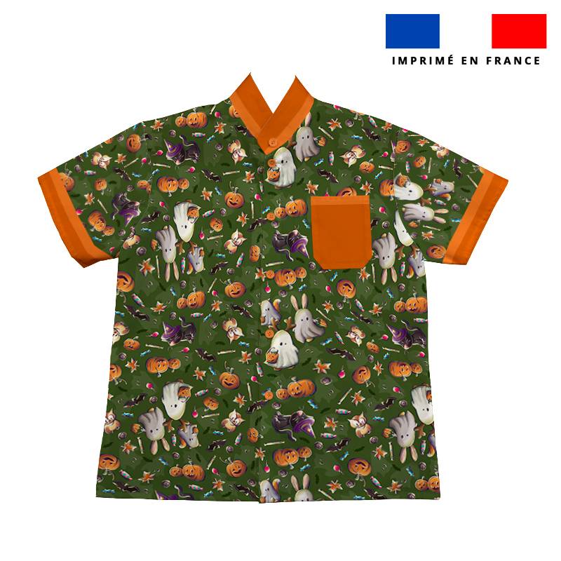 Patron chemise enfant imprimé fantôme vert - Création Stillistic