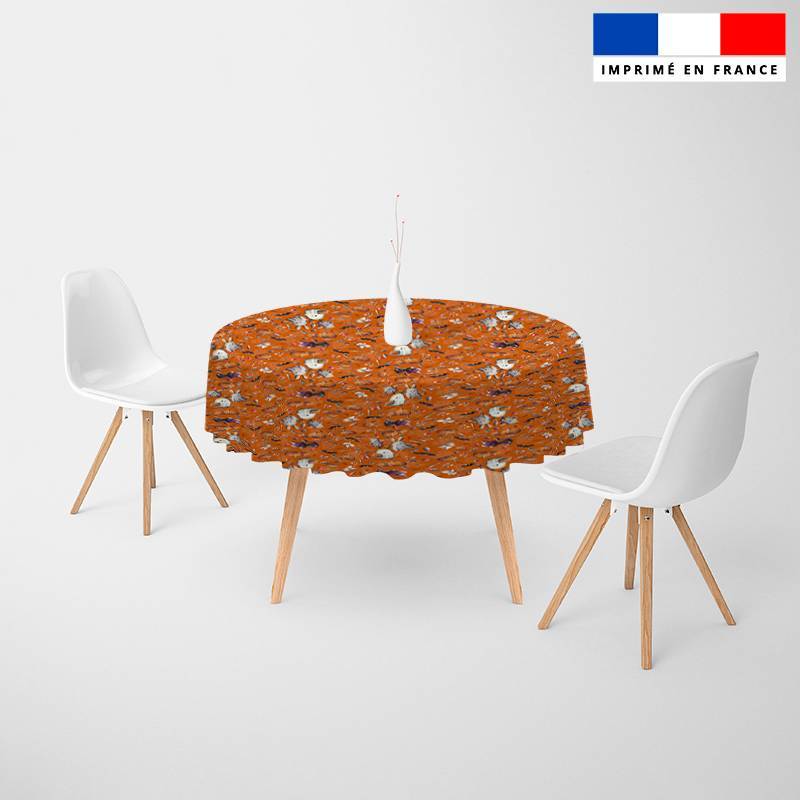 Coupon pour nappe ronde motif fantôme orange - Création Stillistic