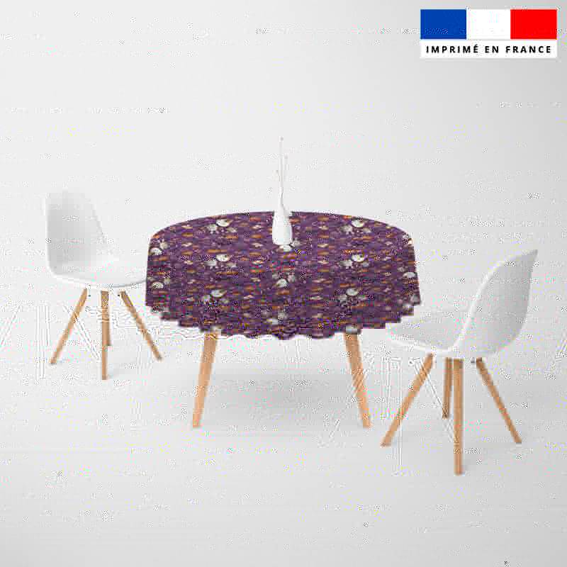 Coupon pour nappe ronde motif fantôme violet - Création Stillistic