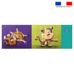 Patron imprimé pour jeu de puzzle 2 en 1 motif singe et lynx - Création Stillistic