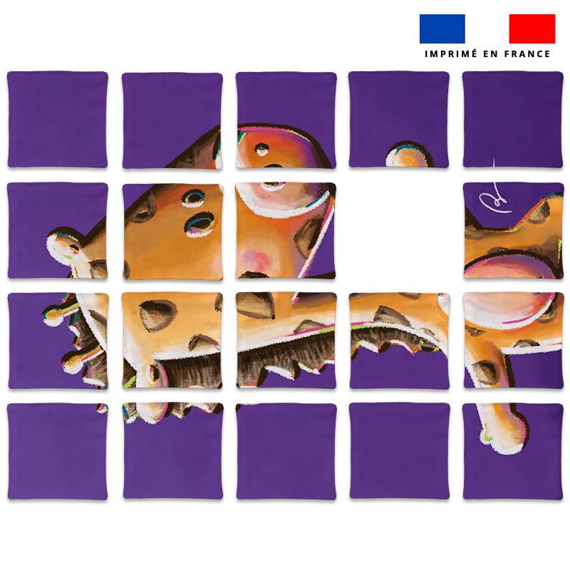 Patron imprimé pour jeu de puzzle 2 en 1 motif girafe et lapin - Création Stillistic