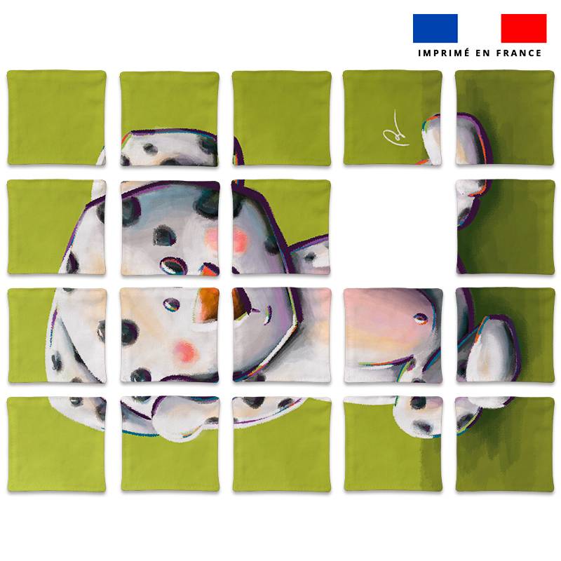 Patron imprimé pour jeu de puzzle 2 en 1 motif dalmatien et hyène - Création Stillistic