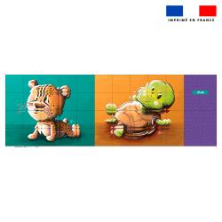 Patron imprimé pour jeu de puzzle 2 en 1 motif bébé guépard et tortue - Création Stillistic