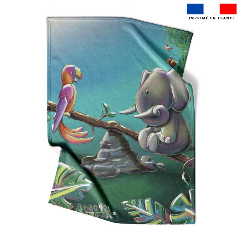 Coupon couverture imprimé éléphant jungle - Création Stillistic