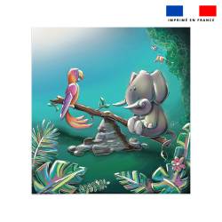 Coupon couverture imprimé éléphant jungle - Création Stillistic