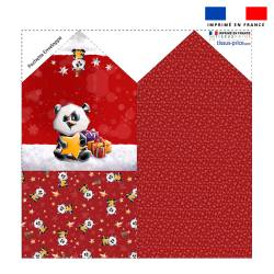 Coupon pour enveloppe en tissu motif Panda de noel - Création Stillistic