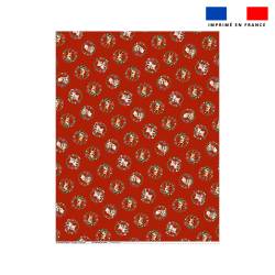 Coupon couverture imprimé animaux couronne de noel rouge - Création Stillistic