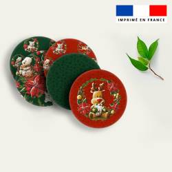 Coupon lingettes lavables rondes motif animaux couronne de noel - Création Stillistic