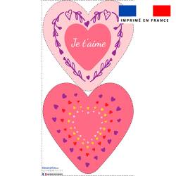 Lot 2 coupons pour coussin coeur motif je t'aime