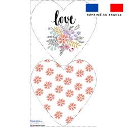 Lot 2 coupons pour coussin coeur motif fleur love