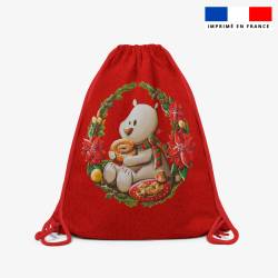 Kit sac à dos coulissant motif Ours christmas - Création Stillistic