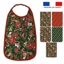 Lot de 5 coupons éponge pour serviettes de table pour enfant motif animaux couronne et fleur de noel - Création Stillistic