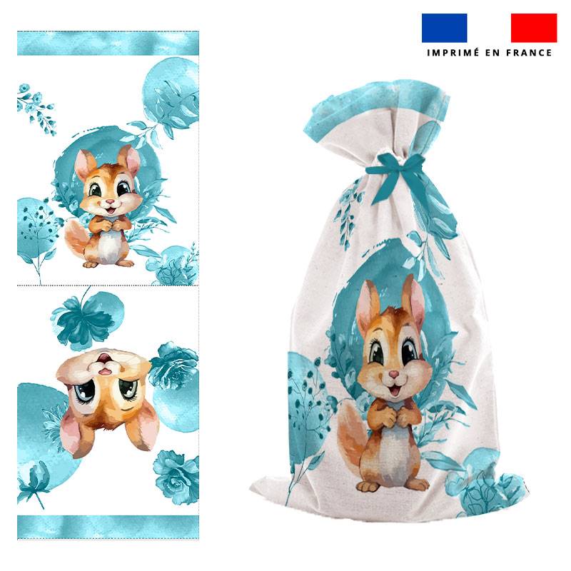 Kit sac à jouets motif écureuil aquarelle