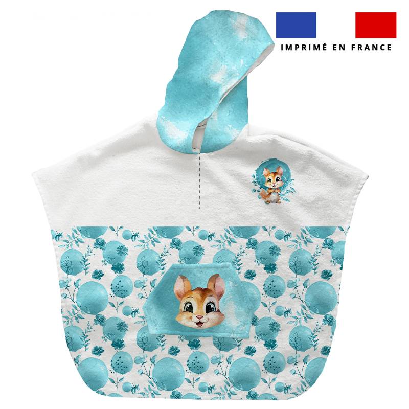 Patron imprimé sur tissu éponge pour poncho de bain motif écureuil aquarelle