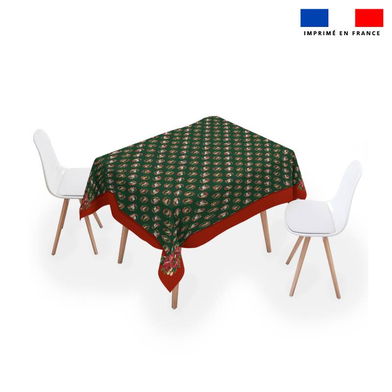 Coupon pour nappe carrée motif aniamaux couronne de noel vert - Création Stillistic