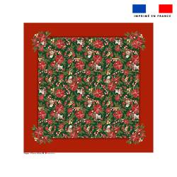 Coupon pour nappe carrée motif aniamaux couronne et fleur de noel - Création Stillistic