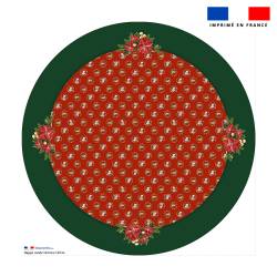 Coupon pour nappe ronde motif animaux couronne de noel rouge - Création Stillistic