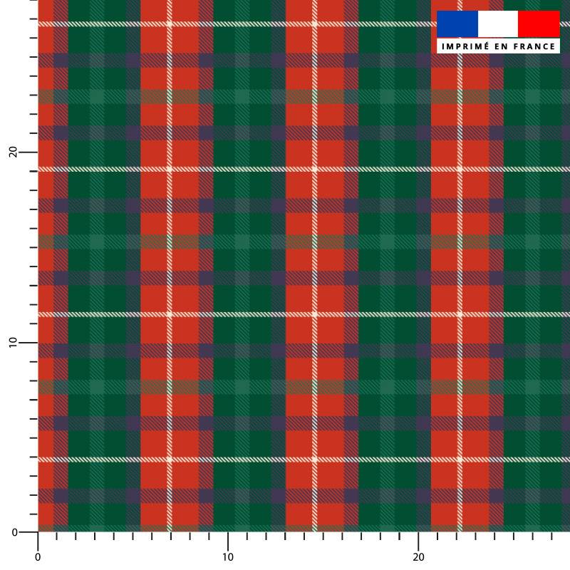 Tartan rouge - Fond vert