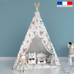 coupon - Coupon 150cm - Chevalier et dragon - Fond blanc - Burlington 170 gr/m² - 146 cm