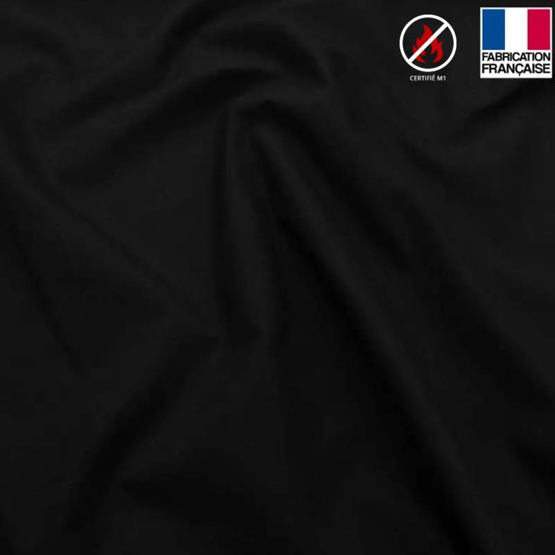 coupon - Coupon 100cm - Toile coton ignifugée M1 noir