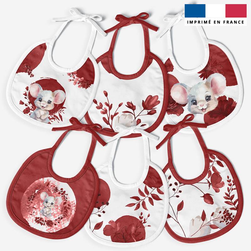 Kit bavoirs en éponge motif souris aquarelle