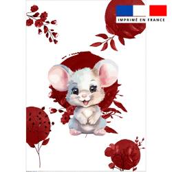 Coupon pour couette imprimé souris aquarelle