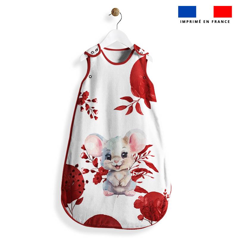 Coupon pour gigoteuse motif souris aquarelle