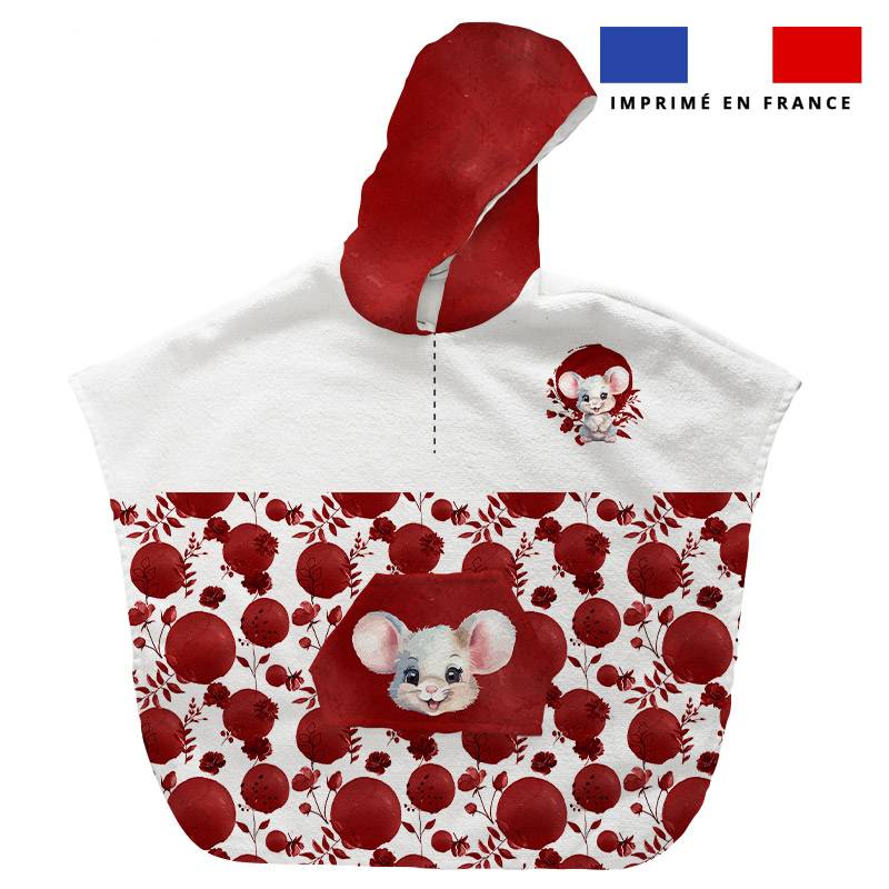 Patron imprimé sur tissu éponge pour poncho de bain motif souris aquarelle