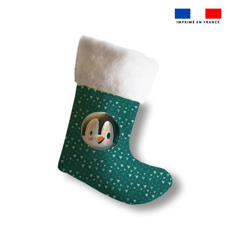 Kit chaussette de noel animaux du froid pingouin + Fausse fourrure - Création Stillistic