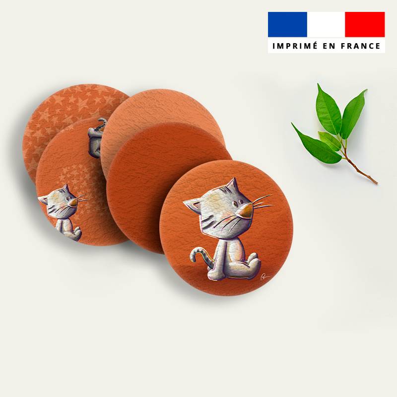 Coupon lingettes lavables rondes motif bébé chat - Création Stillistic