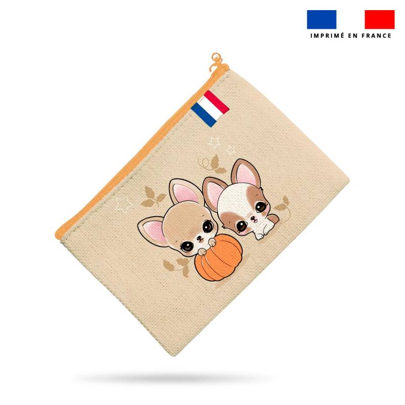 Kit pochette motif chiens citrouille - Création Jolifox