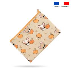 Kit pochette motif chiens citrouille - Création Jolifox