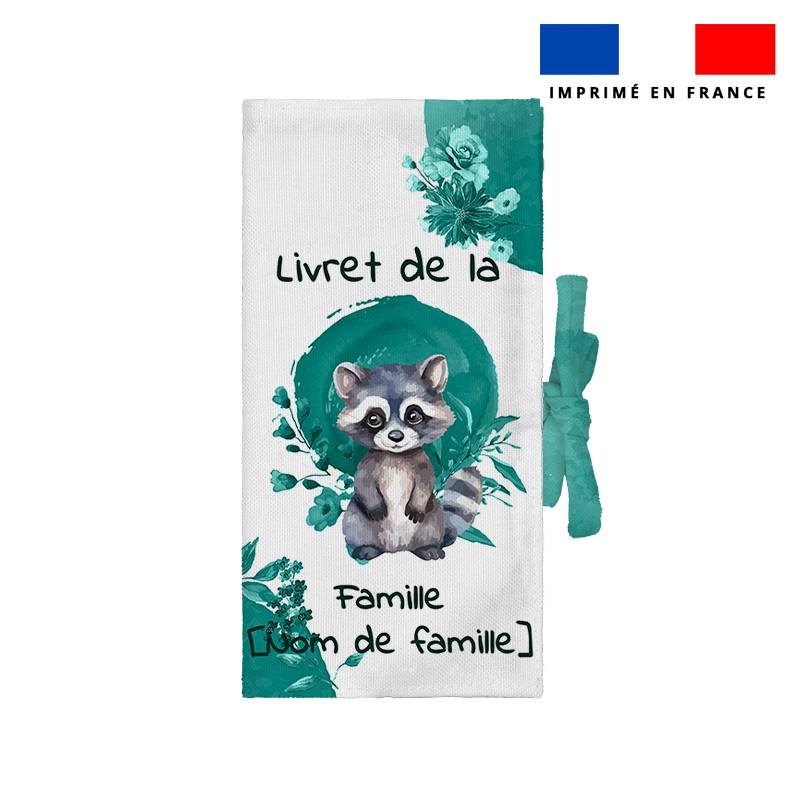 Kit protège livret de famille personnalisé - Raton laveur aquarelle