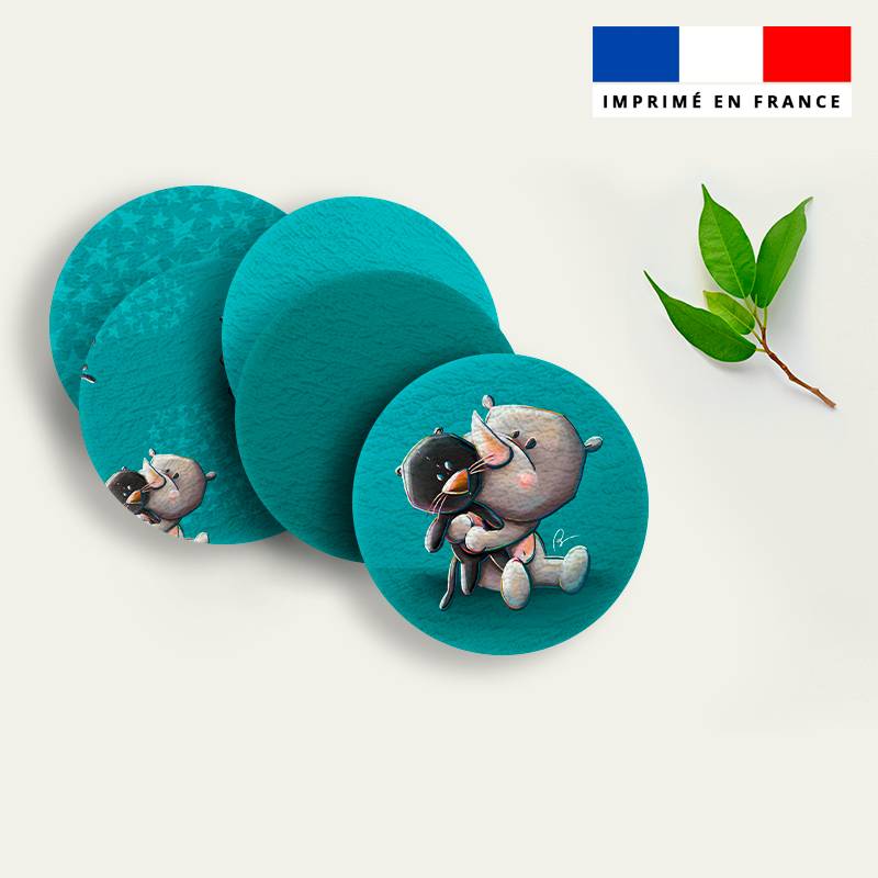 Coupon lingettes lavables rondes motif bébé rhino - Création Stillistic