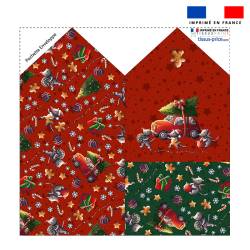 Coupon pour enveloppe en tissu motif souris de noel rouge - Création Stillistic