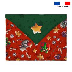 Coupon pour enveloppe en tissu motif souris de noel vert - Création Stillistic