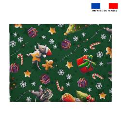 Coupon pour enveloppe en tissu motif souris de noel vert - Création Stillistic